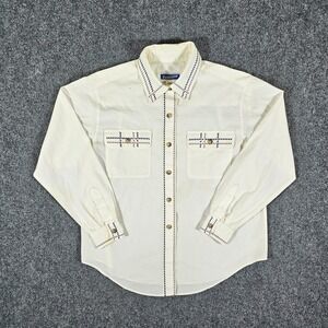 Vintage 90s Pendleton Petite Western Style Button Down Shirt‎ White Women's Sz M